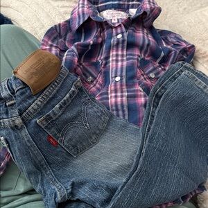 4 Size Levi’s denim jeans, panhandle button up long sleeve size small Batman